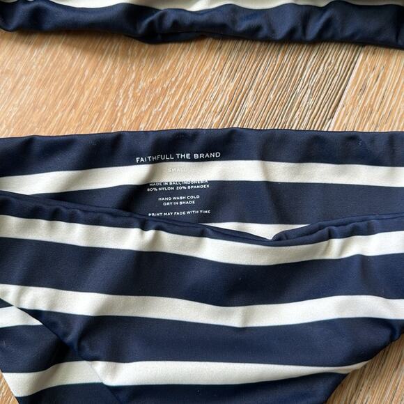 Faithfull the Brand Navy Stripe Bikini Size Small - Picture 4 of 6